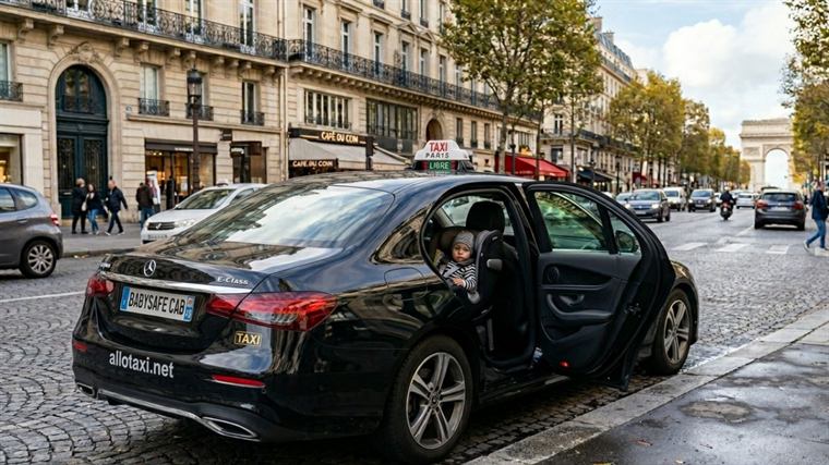 Taxi avec siège bébé pour un transfert en famille vers l'aéroport CDG